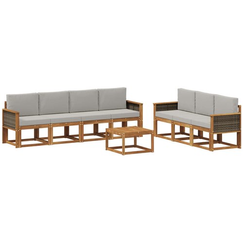 vidaXL Zunanja garnitura za sedenje 7 pcs Naravna in svetlo siva, (5000282289) Cene