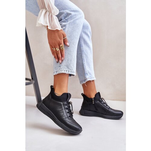 ARTIKER Warm Sports Leather Shoes With Zipper Black Slike