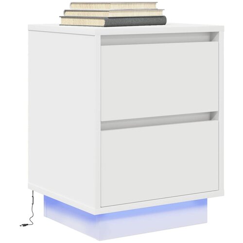  Noćni ormarić s LED svjetlima bijeli 38x34x50 cm Smeđa Cijene
