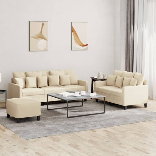 vidaXL 3-dijelni set sofa s jastucima krem od tkanine Cene
