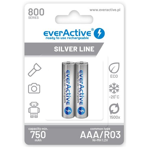 EverActive Rechargeable batteries Ni-MH R03 AAA 800 mAh Silver Line - 2 pieces Cijene