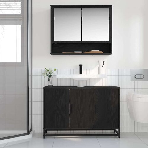 VidaXL Kupaonski ormarić za sudoper Crni hrast 90 x 33 x 60 cm Slike