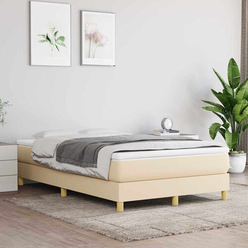  Krevet s oprugama i madracem krem 120 x 200 cm od tkanine Slike