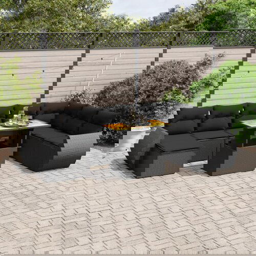 vidaXL 9-dijelni set vrtnih sofa s jastucima crni od poliratana Cijene