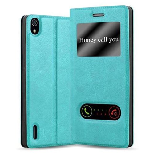 Cadorabo Ohi&scaron;je, združljivo z Huawei ASCEND P7 v mint turquoise - Za&scaron;čitni ovitek z magnetnim zapiranjem, stoječo funkcijo in 2 okencema za gledanje, (20558665) Cene