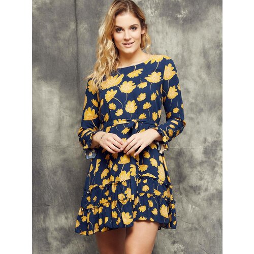 Cocomore Boutiqe floral dress tied at the waist navy blue Slike