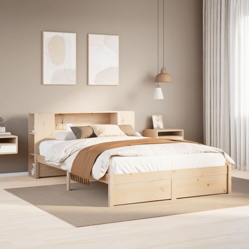 VidaXL Krevet s regalom za knjige bez madraca 160x200 cm od borovine Slike