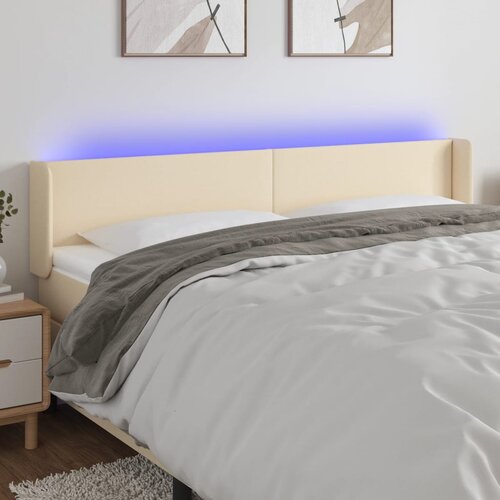 vidaXL LED posteljno vzglavje krem 203x16x78/88 cm blago Cene