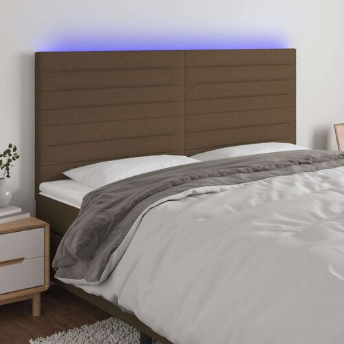  Posteljno vzglavje temno rjavo 200x5x118/128 cm blago, (20933099) Slike