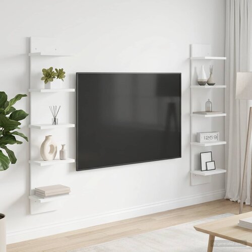  Polica na zidu 2 kom. Bijela 22 x 15 x 100 cm Konstruirano drvo Cijene