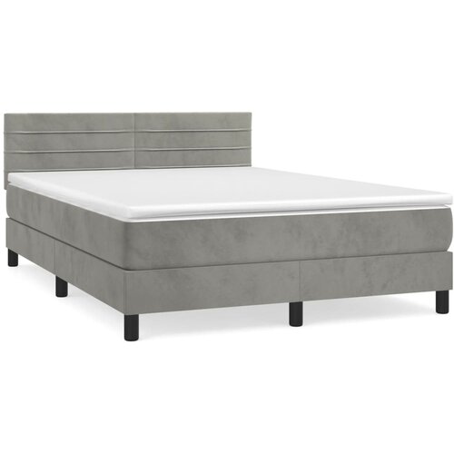 Maison Chic Box spring postelja - Vzmetna postelja z vzmetnico svetlo siv 140x190 cm žamet SL14976, (21903857) Cene