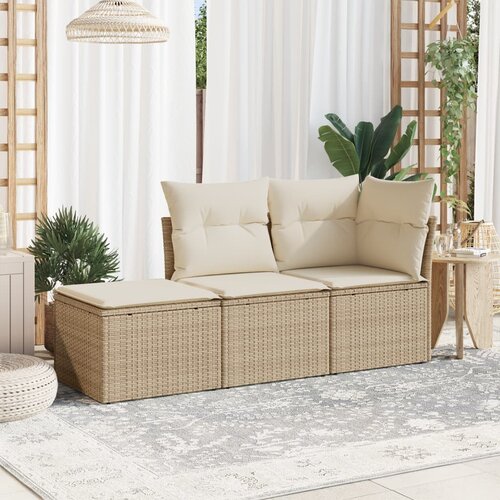 VidaXL 3-dijelni set vrtnih sofa od poliratana s jastucima bež Slike