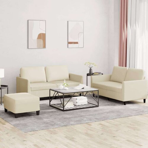  3-dijelni set sofa s jastucima krem od umjetne kože Cijene