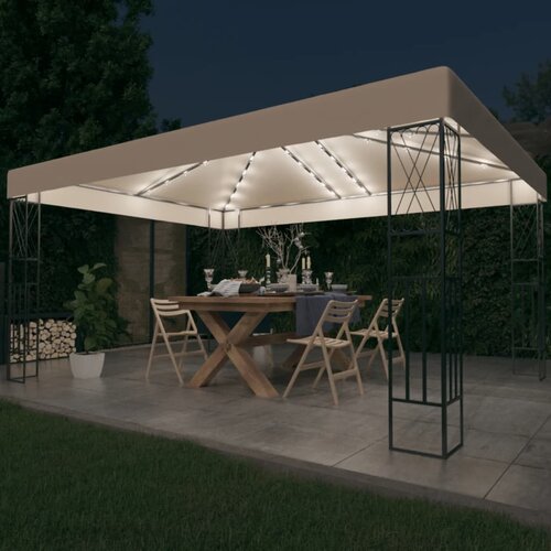  Sjenica s LED svjetlosnim trakama 3 x 4 m krem od tkanine Cijene