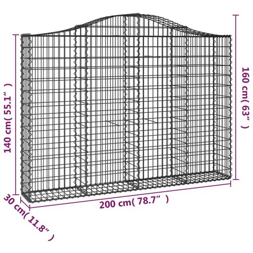  Gabionska ko&amp;scaron;ara s lukom 200x30x140/160 cm pocinčano željezo Slike