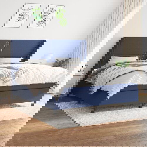  The Living Store Box spring postelja z vzmetnico modra 180x200 cm blago - Box Spring Postelja, (21514847) Cene