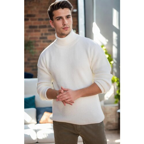 Dewberry 18701 Turtleneck Mens Knitwear-EKRU Slike