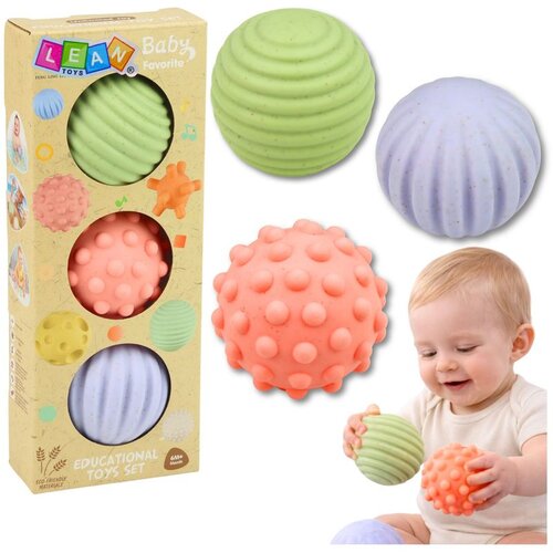  Set senzornih loptica za bebe pastelne boje 3 kom 6 cm Slike