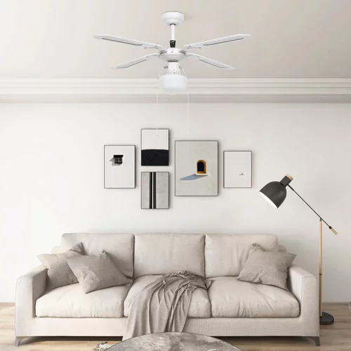 vidaXL stropni ventilator z lučjo 106 cm bel