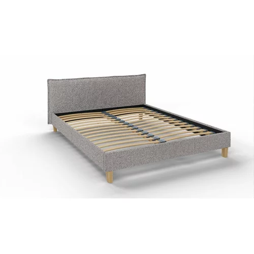 Ropez Sivi tapecirani bračni krevet s podnicom 160x200 cm Tina -