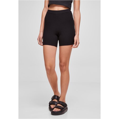 UC Curvy Ladies Rib Knit Shorts black Slike