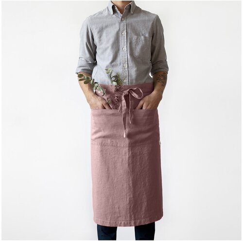 Linen Tales ljubičasta lanena pregača Garcon, duljina 76 cm Slike
