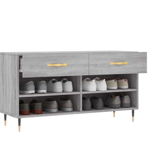  Klupa za cipele siva boja hrasta 102x35x55 cm konstruirano drvo Slike