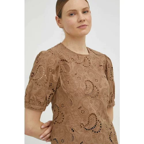 Birgitte Herskind Pamučna majica za žene, boja: smeđa, glatka