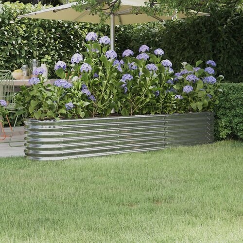 VidaXL visoka greda iz pra&amp;scaron;no premazanega jekla 224x40x36 cm srebrna Slike