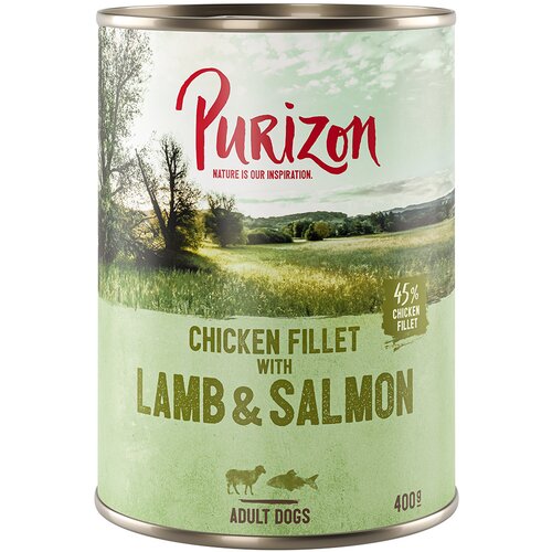 Purizon Adult 6 x 400 g - Janjetina i losos s krumpirom i kru&amp;scaron;kom Slike