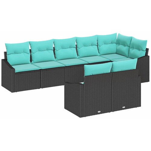 vidaXL Kavčna garnitura z blazino 8 pcs Črna poli ratan, (5000153385) Cene
