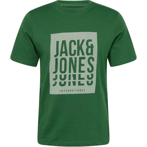Jack & Jones Majica 'FLINT' tamno zelena / bijela