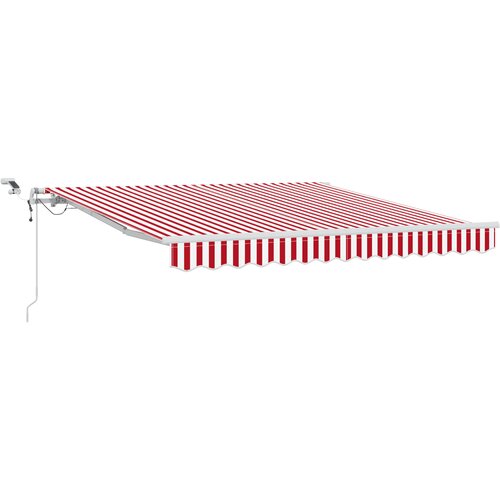 vidaXL Avtomatska retraktibilna tenda z LED rdeča in bela 300 x 250 cm, (22146189) Cene