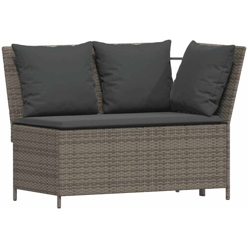  4-dijelni set vrtnih sofa od poliratana s jastucima sivi Slike