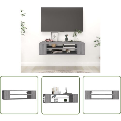 The Living Store Viseča TV omarica siva sonoma 100x30x26,5 cm inženirski les - TV Omarica, (21738372) Slike