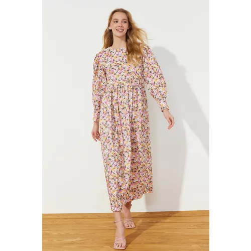 Trendyol Multi Color Floral Patterned Cotton Woven Dress