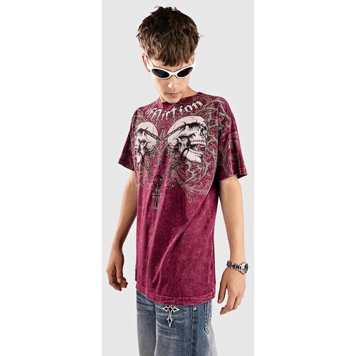 Affliction Collapse T-shirt burgandy lava wash Cene