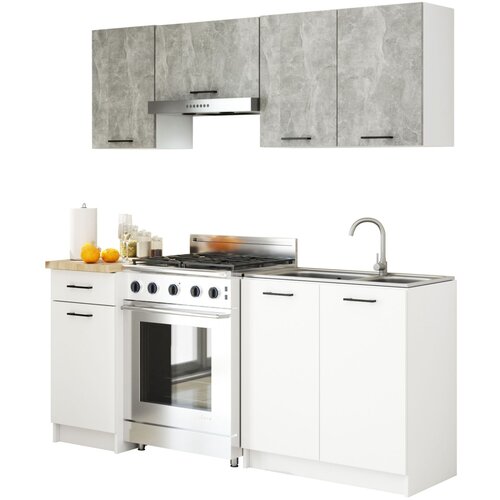 AKORD KITCHEN FURNITURE SET OLIWIA 1.8M BETON-BELA, (21702843) Slike