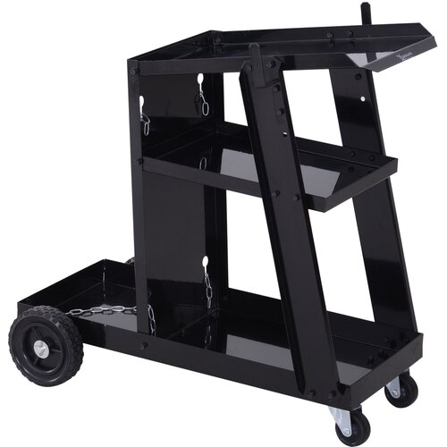 Durhand voziček za orodje 3 police 4 gumijasta kolesa max. 50 kg delavnica jeklo 71 x 70 x 39 cm črna, (20745417) Cene