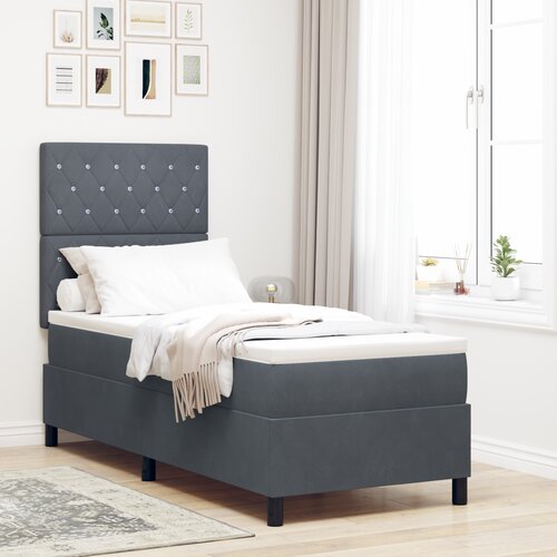 VidaXL Okvir kreveta s madracem Tamno siva 80x200 cm Bar&amp;scaron;un Slike