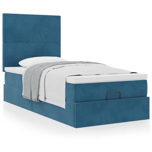 VidaXL Okvir kreveta s madracima tamnoplavi 100x200cm bar&amp;scaron;unasti Slike
