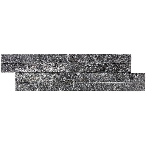 X Stenska obloga Quarzit (10 x 40 cm, črna, naravni kamen) Slike