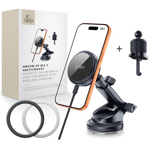 TECH-PROTECT BREZŽIČNI AVTOMOBILSKI POLNILEC V9 ARCTICBOOST MAGNETIC QI 25 W, (5000337492) Slike