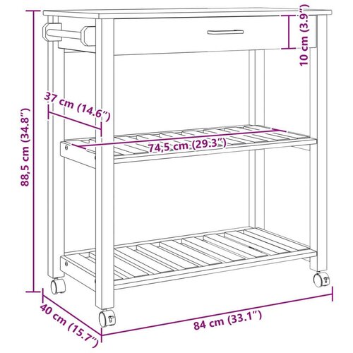 Kuhinjski kolica Jednobojno Crna 88 5 x 40 x 84 cm Slike