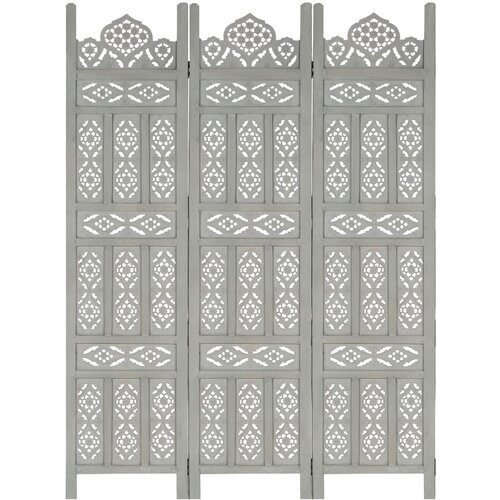 VidaXL Sobna pregrada s 3 panela siva 120 x 165 cm masivno drvo manga Slike