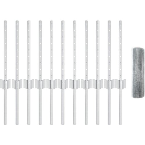 vidaXL galvanizirana žičnata ograja s 11 U stebrički srebrna 0.4x25 m jeklo Cene