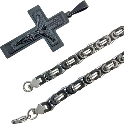 IZMAEL Mu&scaron;ka ogrlica RE-38737 - Crna / Srebrna / 70cm Cijene