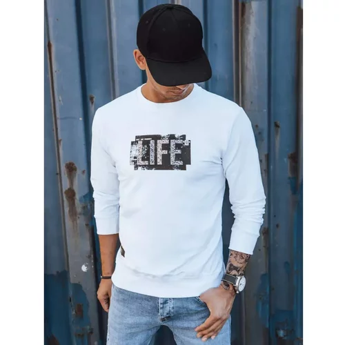 DStreet White men's sweatshirt with print BX5362