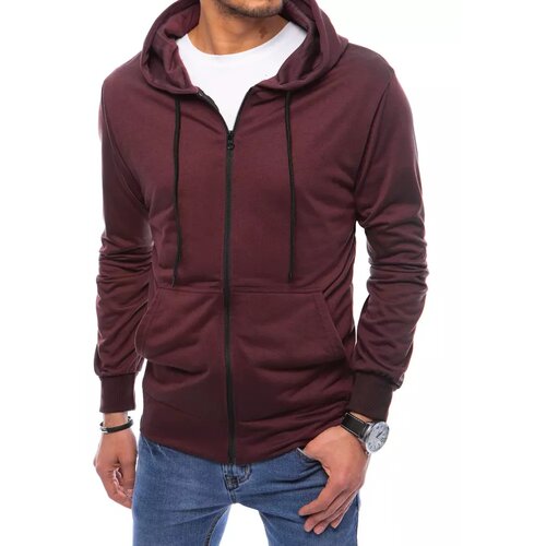 DStreet BX5174 burgundy men&amp;#039;s zipped hoodie Slike