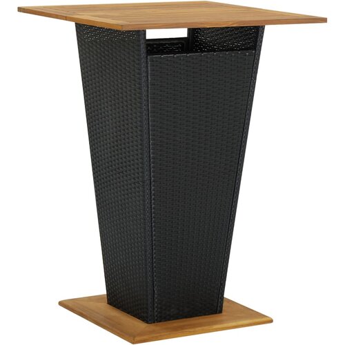 vidaXL Barska miza črna 80x80x110 cm poli ratan in trden akacijev les Cene